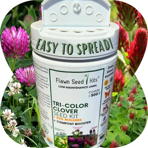 Miniatura 12 de Flawn Seed Kits Kit de semillas de trébol tricolor, esparcidor fácil de esparcir, bajo mantenimiento, cubierta de suelo alternativa, cubre hasta