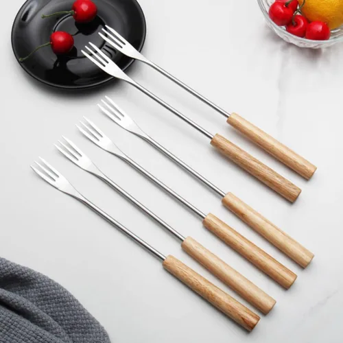 Miniatura 6 de STOBAZA 6 tenedores de fondue de acero inoxidable de 10.2 pulgadas, palitos de fondue de queso, utensilios de cocina, tenedores de alimentos