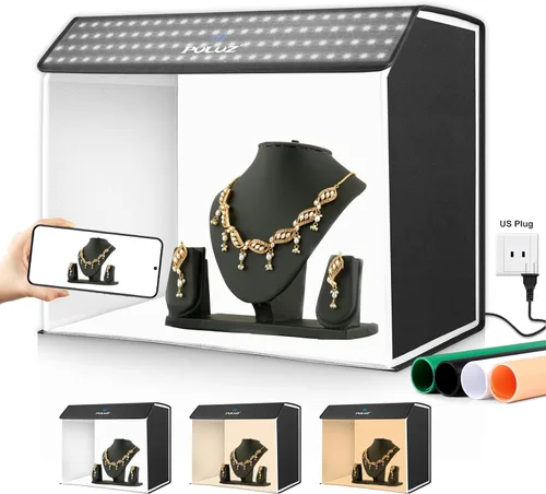 Miniatura 14 de PULUZ - Caja de estudio fotográfico, mini caja de luz plegable, anillo de luz LED, portátil, estudio fotográfico, fotografía, tienda de campaña, kit