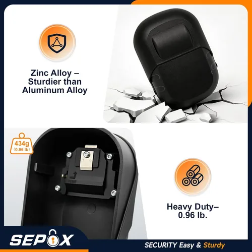Miniatura 8 de SEPOX® Caja de metal con cerradura de llave de 2 piezas con combinación de 4 dígitos, espacio extragrande, capacidad de 6 a 10 llaves, cubierta