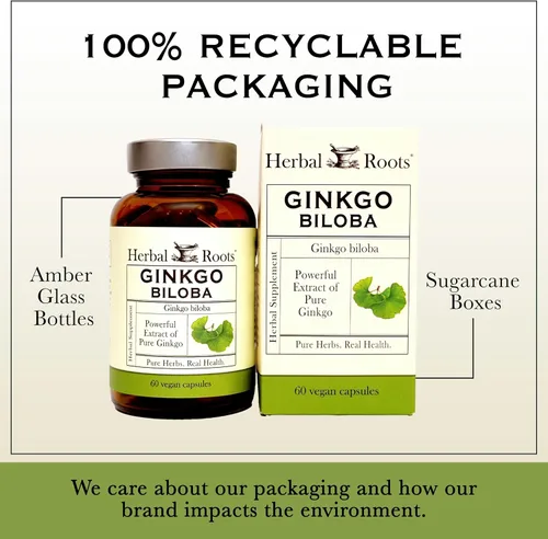 Miniatura 5 de Herbal Roots Ginkgo Biloba Orgánico Hecho con Hoja y Extracto de Ginkgo Orgánico Puro - 60 Cápsulas Veganas