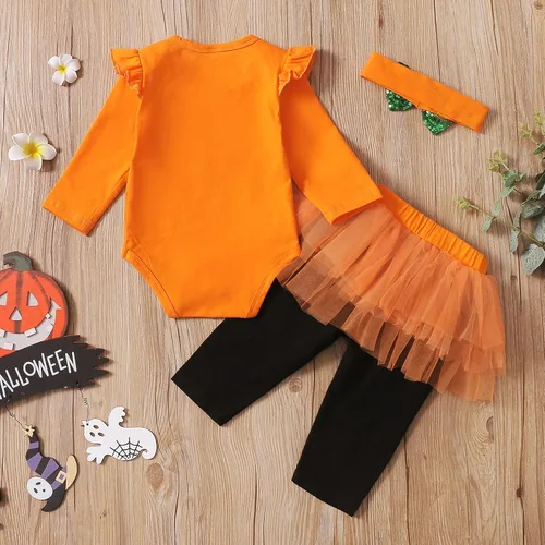 Miniatura 4 de Traje de Halloween para bebé niña con diadema de calabaza
