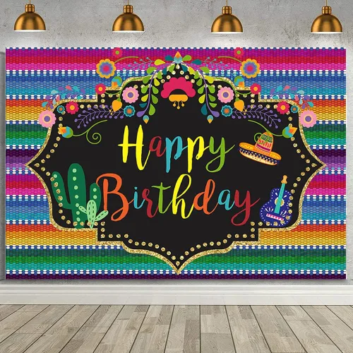 AIBIIN Telón de fondo de fiesta mexicana para fiesta de cumpleaños mexicano, decoración de fiesta temática mexicana, cartel de decoración de fiesta
