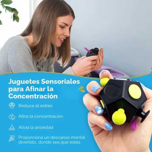 Miniatura 2 de PILPOC - Cubo para la ansiedad theFube, Dodecágono con 12 lados – Cubo para la ansiedad de alta calidad con funda de transporte exclusiva, duradero