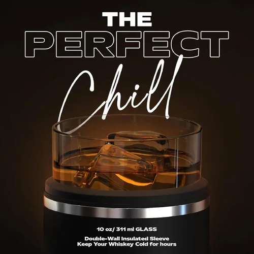 Miniatura 2 de asobu Vaso con funda para whisky, vaso de bourbon aislado con vidrio de rocas de alta calidad, sin BPA, acero inoxidable de doble pared, mantiene