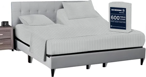 Miniatura 11 de SGI bedding Juego de sábanas King de 36 pulgadas, 100 % algodón egipcio, sábanas ajustables de 600 hilos, juego de sábanas ajustables de 4 piezas