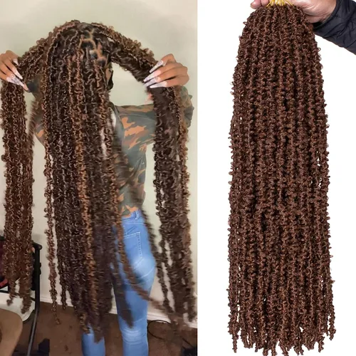 Miniatura 111 de ZRQ Butterfly Locs Cabello de Ganchillo Corto 6 Paquetes Negro Cabello Bob de Ganchillo 8 Pulgadas Locs Sintéticos Desordenados Desgastados Trenzas