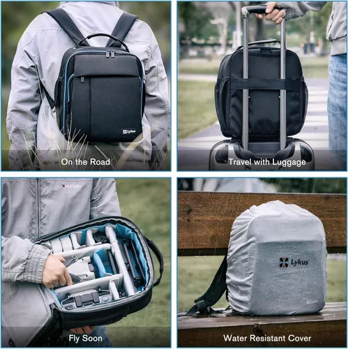Miniatura 6 de Lykus M1 - Mochila de viaje para Mini 4 Pro/3 Pro/4K, DJI Air 3S, Mavic 3 Classic, con control remoto RC-N1/RC-N2