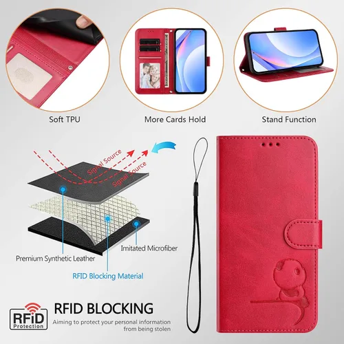 Miniatura 7 de Leather Case Compatible with Moto E22i 4G Cover, Cute Panda Leather Wallet Flip Kickstand Phone Case with Card Holders Wrist Strap Shockproof Cover