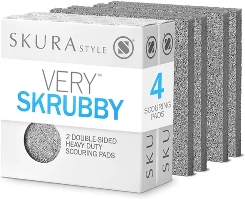 Skura Style Very Skrubby - Estropajos resistentes (paquete de 4 unidades) | Limpiador abrasivo de cocina para suciedad en pasteles, horneados |