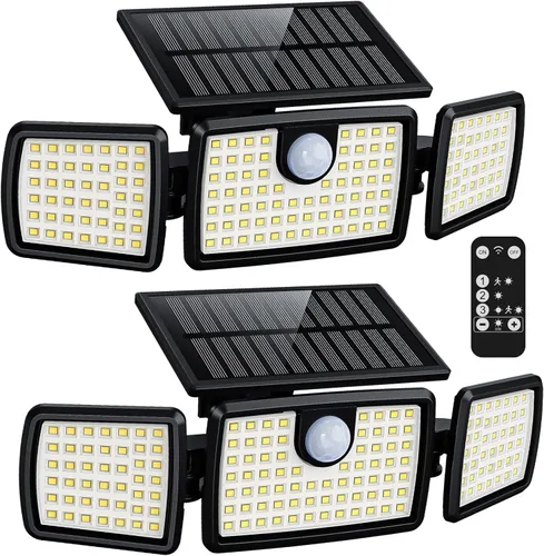 Luces solares al aire libre MIHANI, luces de cubierta con sensor de movimiento de carga rápida al aire libre para terraza con alta luminosidad,