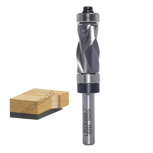 Broca de Router de Corte al Ras con Rodamiento de Compresión Superior e Inferior Vástago de 1/4" - Diámetro de Corte de 1/2", Broca de Router de