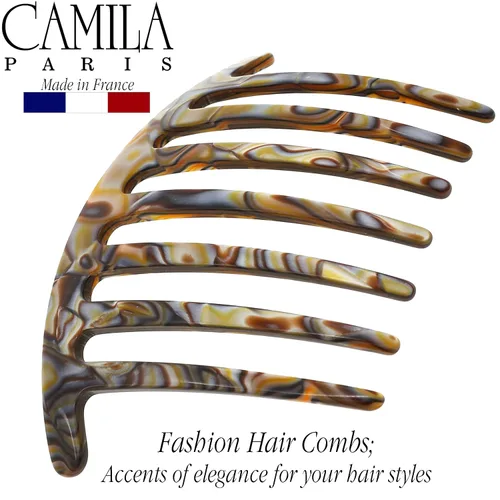 Miniatura 4 de Camila Paris CP3186 Peine lateral francés hecho a mano redondeado, ónix, peines de pelo con torsión francesa, decorativas, pinzas de sujeción fuerte
