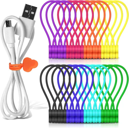 Organizador de cables magnético reutilizable, 24 unidades, organizador de cables de viaje, para agrupar y organizar cables, marcapáginas, imán de