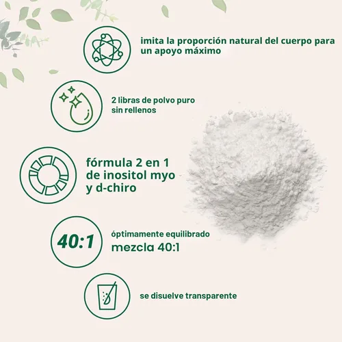 Miniatura 3 de Micro Ingredients Mio-Inositol y D-Chiro Inositol en polvo, 2 libras (442 porciones) Suplemento de inositol de proporción ideal 40:1 para mujeres