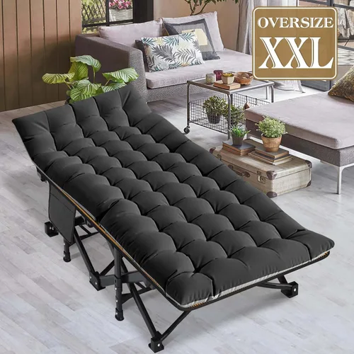 Miniatura 5 de DoCred - Catre plegable de camping extragrande XXL con colchón, 2 paquetes de catre plegable resistente para dormir, cama portátil para adultos