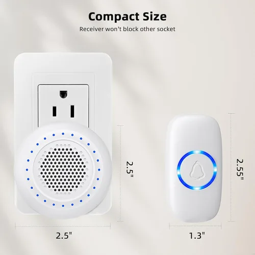 Miniatura 9 de Timbre inalámbrico, kit de timbre PHYSEN con 1 transmisor, 1 receptor, resistente al agua, funciona a 1000 pies, 32 tonos de timbre, 4 niveles