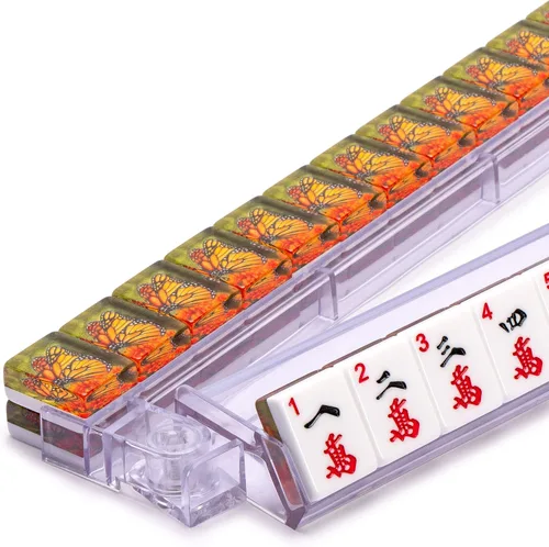 Miniatura 2 de Yellow Mountain Imports Modernos estantes Mahjong con empujadores incorporados, transparentes, juego de 4