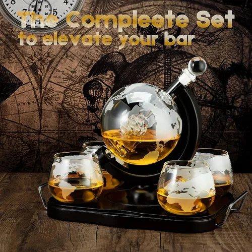 Miniatura 3 de Juego de globos de decantador de whisky, regalos para hombres, marido, novio, papá, con 4 vasos de whisky grabados, 4 cubitos de hielo, pinza