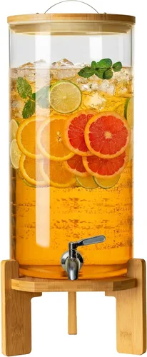 Miniatura 7 de L'ÉPICÉA Dispensador de bebidas, dispensador de bebidas de vidrio con soporte, dispensador de bebidas para fiestas, dispensador de bebidas