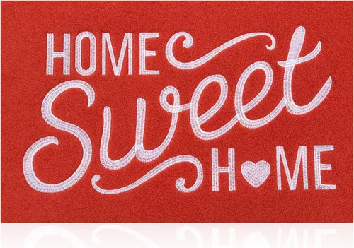 Miniatura 15 de Alfombra de bienvenida para puerta para interiores y exteriores, con parte trasera de goma antideslizante, “Home Sweet Home”, absorbe el barro