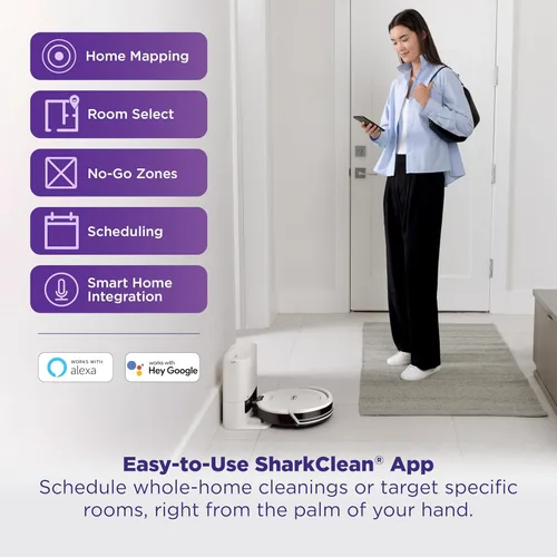 Miniatura 9 de Aspiradora robot Shark Navigator con base autovaciante sin bolsa de 30 días de capacidad, potente succión, navegación SmartPath, cepillo