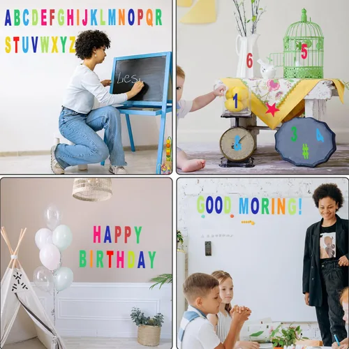 Miniatura 6 de 220 piezas/8 hojas de letras mayúsculas con símbolos, 3 pulgadas autoadhesivo en mayúsculas número del alfabeto para pósteres, tableros