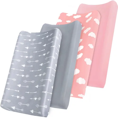 Miniatura 7 de Funda para cambiador, paquete de 4 fundas para cambiador de pañales, sábanas ajustables para cambiador de bebé de 32 x 16 pulgadas, sábanas de cuna