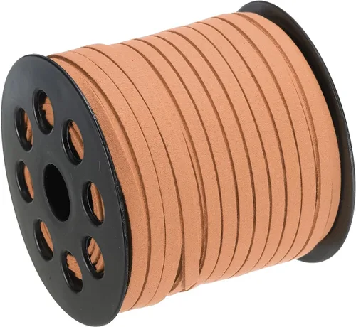 Miniatura 22 de uxcell Cordón de gamuza, 49.21 yardas, 0.197 in, cuerda plana de hilo de cuero para bolso, bolso, cordones de zapatos, manualidades, fabricación