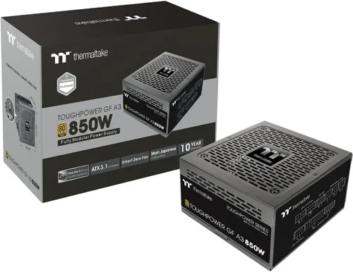 Thermaltake Toughpower GF A3 850W, Conectores 450W reales de 12VHPWR en la fuente de alimentación y serie NVIDIA RTX 40, ATX 3.0/PCI-E 5.0, 80+