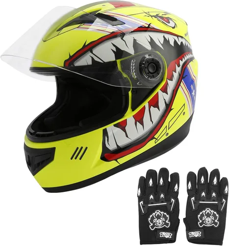 Miniatura 14 de TCMT Casco de motocross para niños y jóvenes, color negro, casco de motocross, motocross, moto de calle, karting, BMX, MX, ATV, casco de cara