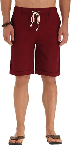 Miniatura 14 de Sailwind Pantalones cortos de lino para hombre, pantalones cortos casuales de playa con cordón