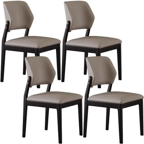 Miniatura 42 de YVYKFZD Wooden Dining Chairs Set, Leather Dining Room Chair, Upholstered Kitchen Chairs with Curved Backrest, Armless Living Room Chair, for Bedroom