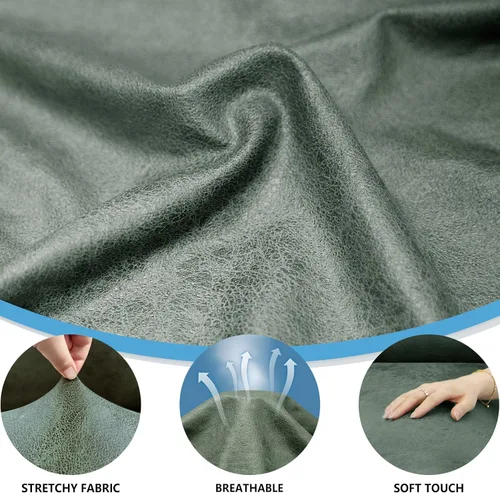 Miniatura 3 de Fundas para Sillón de 2 Piezas con Cojín en T, Fundas de Aspecto de Cuero para Sofá, Fundas para Sillas, Protector de Muebles Elástico, Funda