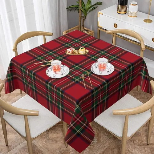 Miniatura 43 de 4th of July Tablecloth Square 60x60 Inch,Red White Buffalo Plaid Check Blue Patriotic Stars Table Cloth,Stain Resistance Polyester Independence Day
