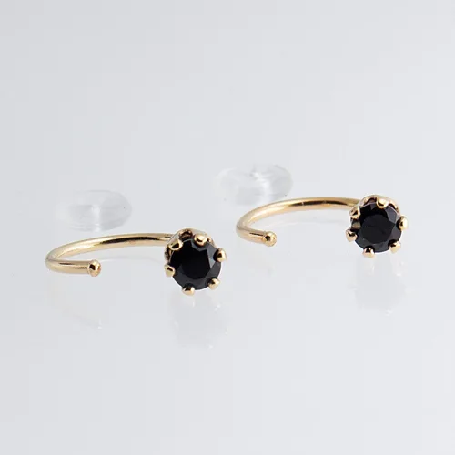 Miniatura 44 de Half Huggie Birthstone Gold Hoop Earrings for Women Tiny Cartilage Stud Piercing Earring Hypoallergenic Earring Screw Back Dainty Hug
