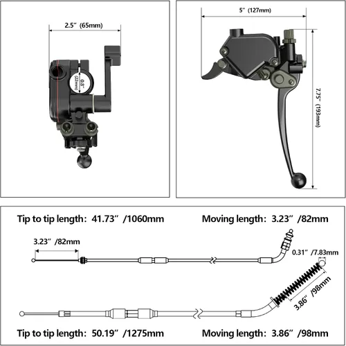 Miniatura 2 de RUTU Kit de acelerador de pulgar y cable de freno ATV - Gobernador de velocidad completo de metal con palanca de freno - Limitador de velocidad