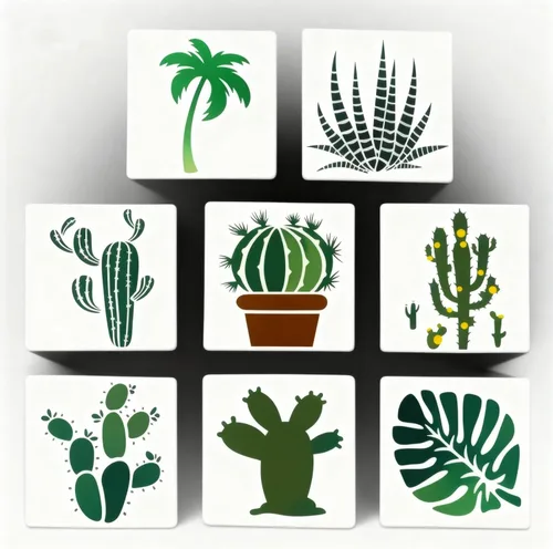Miniatura 3 de TIAMECH 8 plantillas reutilizables de cactus para pintar, plantas suculentas y plantillas de capas de palmeras, arte de pared de bricolaje, muebles