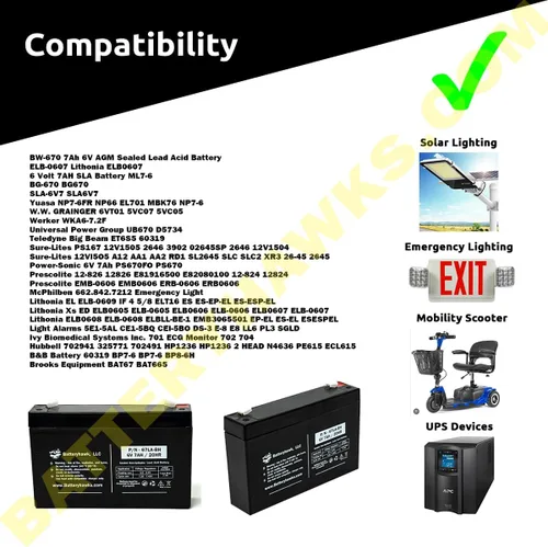 Miniatura 3 de Battery Hawk UB670 ELB-0607 plomo ácido 6V 7AH SLA WP7-6 EMB-0606 sellado para señal de salida luz de emergencia BAT67 7000mah