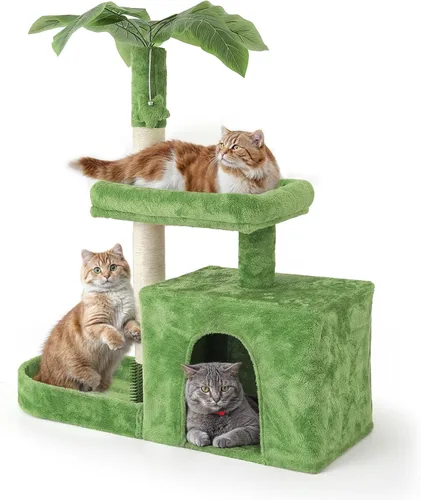 Colección Athena - Pequeño Árbol para Gatos con Torre y Rascador, Árbol para Gatos Moderno y Bonito de 32 Pulgadas con Confortable Nido, Bola
