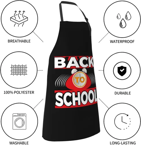 Miniatura 6 de Back To School Aprons for Men Women with Pockets Apron Adjustable Water and Oil Resistant Aprons for Cooking Kitchen Gardening Chef Apron