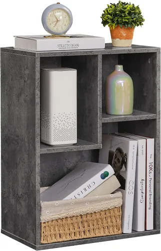 Miniatura 27 de VECELO Estantería para niños, 2 en 1 con estantes y 3 cubos de diferentes tamaños, organizador de madera para almacenamiento de juguetes para Blanco