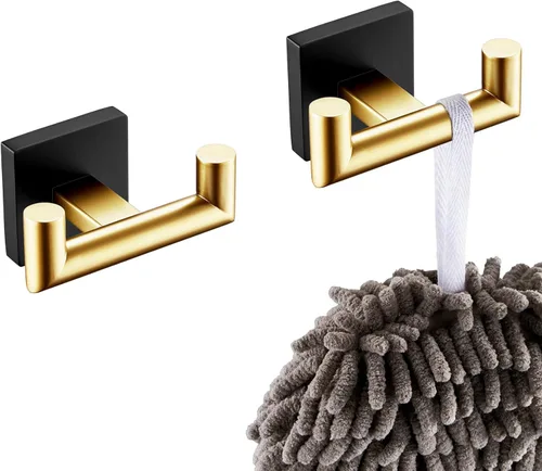 Ganchos para batas KOKOSIRI, ganchos para toallas de baño, accesorios de baño de acero inoxidable, ganchos dobles para abrigos montados en la pared,