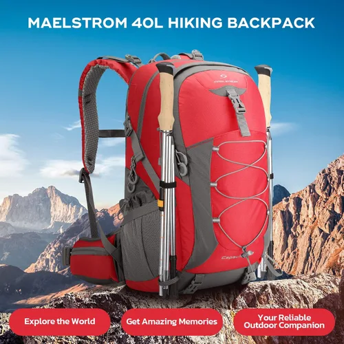 Miniatura 7 de Maelstrom Mochila de senderismo, mochila de camping, mochila de senderismo impermeable de 40 litros con cubierta para lluvia, mochila de viaje 40L