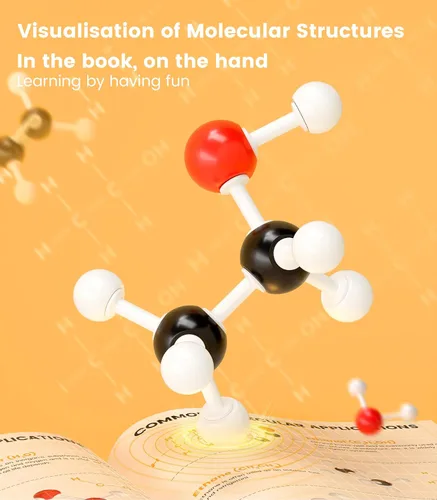 Miniatura 2 de Kit de modelo de química orgánica, 124 piezas, kit de modelo molecular portátil para clases de química, conjunto de modelos de elementos atómicos