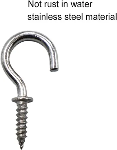Miniatura 2 de 50 ganchos de techo de acero inoxidable (304) de 5/8 pulgadas, gancho pequeño para tazas, ganchos de luz atornillados para colgar en exteriores e
