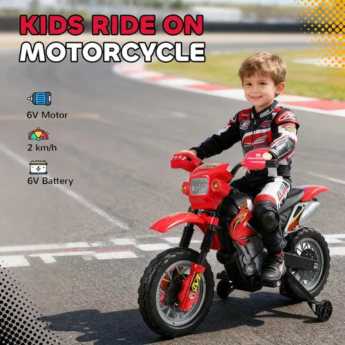 Miniatura 3 de Motocross eléctrica para niños 6 V, color rojo, de Aosom