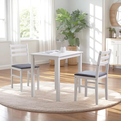 Miniatura 2 de Livinia Seattle Juego de 2 sillas de cocina moderna de estilo granja para comedor, sillas con respaldo en escalera de madera y asiento acolchado