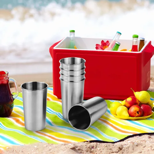 Miniatura 5 de Ruisita Paquete de 6 vasos de acero inoxidable de 20 onzas, de metal, inastillables, apilables, para adultos o niños (20 oz/20.3 fl oz)