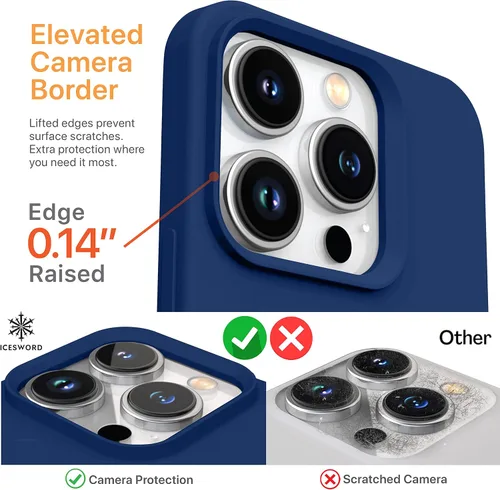 Miniatura 5 de IceSword Funda compatible con iPhone 15 Pro Max, color azul, funda de silicona líquida, delgada, protección de cuerpo completo, suave antiarañazos